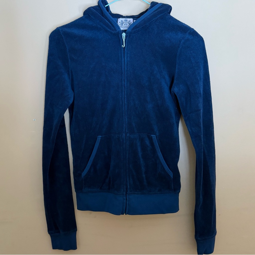 NWT Juicy Couture Navy Terry Zip Hoodie Jacket, XXS, PXS